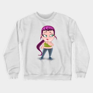 long hair beautiful girl cartoon character for young kids Crewneck Sweatshirt